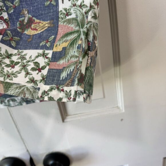 2004 Reyn Spooner Quilt Santa Mele Kalikimaka Popover Hawaiian Christmas Large - Picture 4 of 12